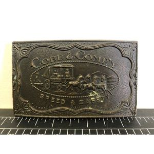 Vintage brass belt buckle Cobb & company horses